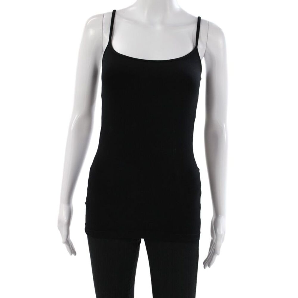 Bordeaux Women Black Scoop Neck Tank Top Nylon Sleeveless Basic Size One Size